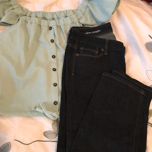 LOFT modern straight dark jeans - Picture 3 of 4